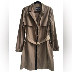 Emporio Armani Water Repellet Belted Trench Coat In Olive Brownish Color Size 46